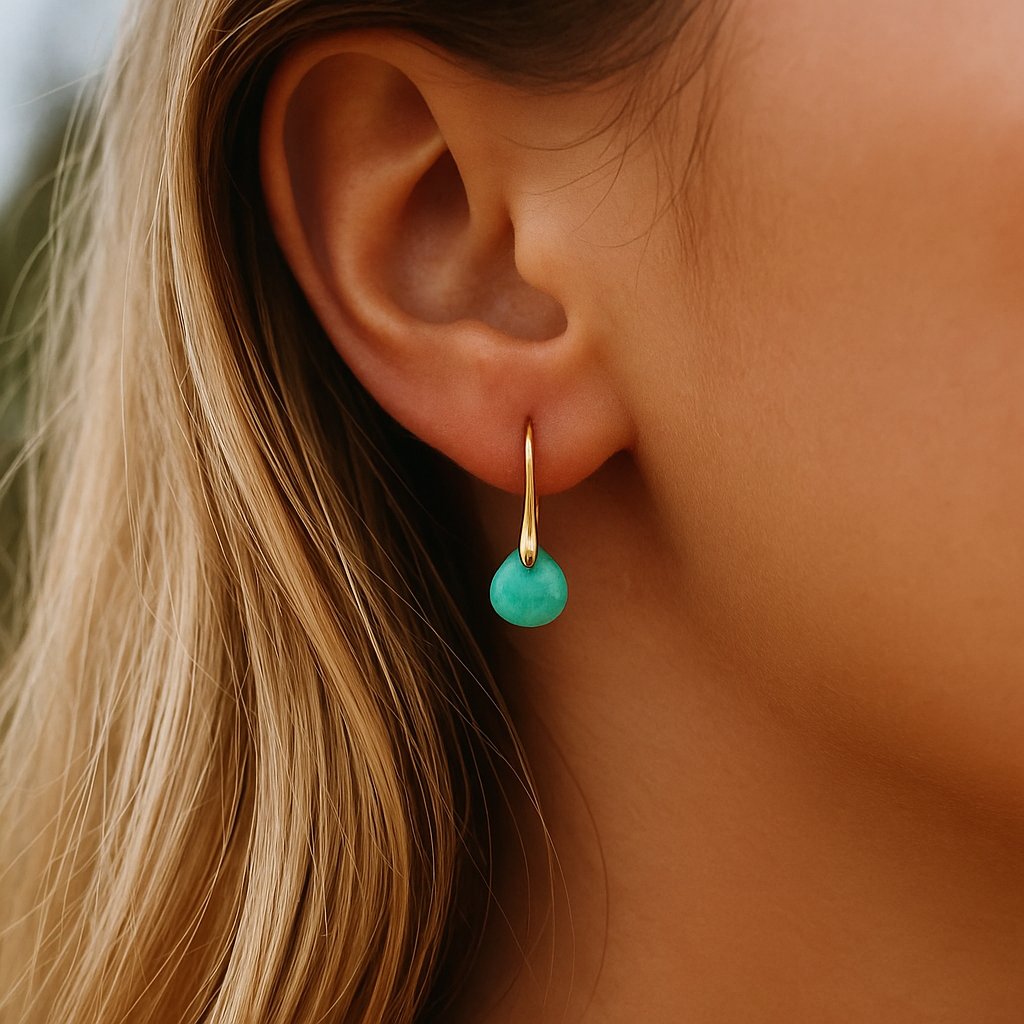 Amazonite Gold Drop Earrings