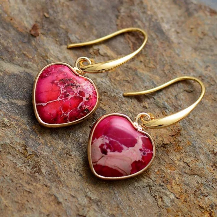 Red Heart Jasper Drop Earrings