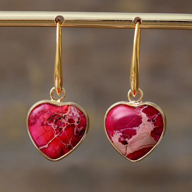 Red Heart Jasper Drop Earrings