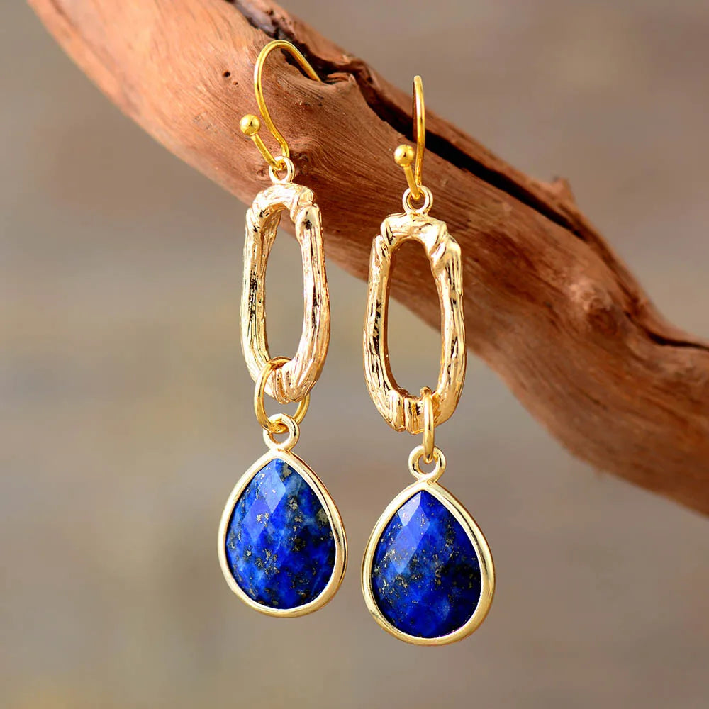 Teardrop Lapis Lazuli Drop Earrings