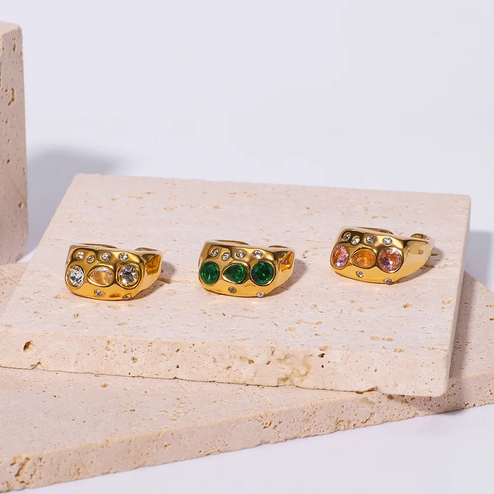 Colorful Inlays Crystal Ring