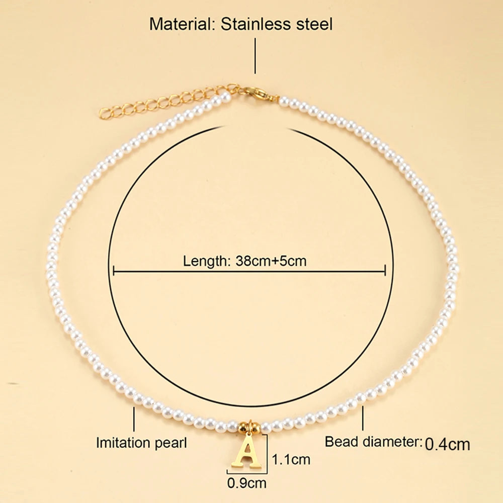 Pearl Initial Letter Necklace