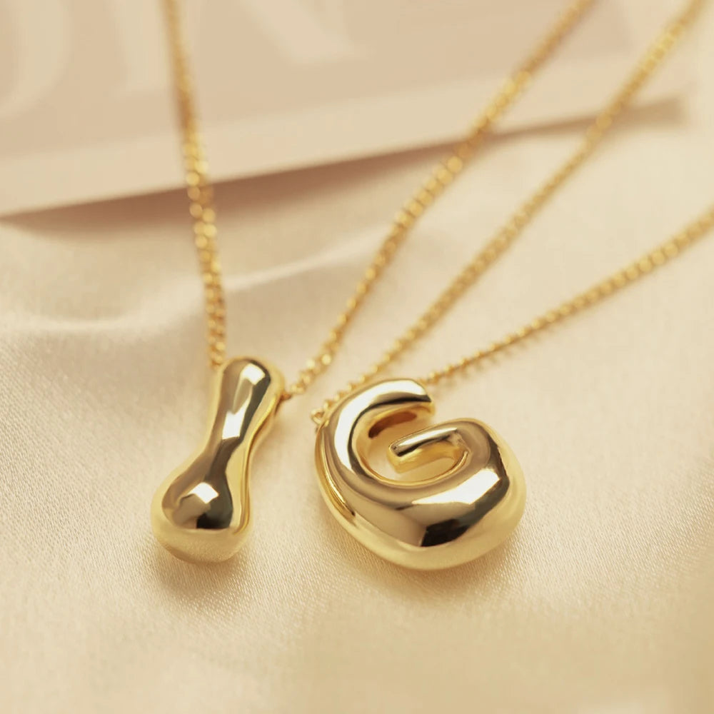 Glowing Bubble Initial Necklace - 18k Gold