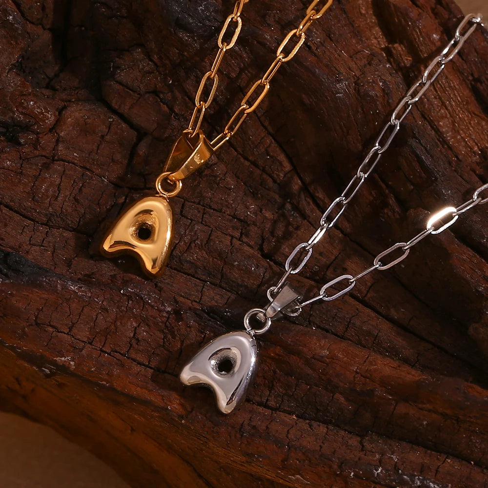 Mini Golden Bubble Initial Necklace