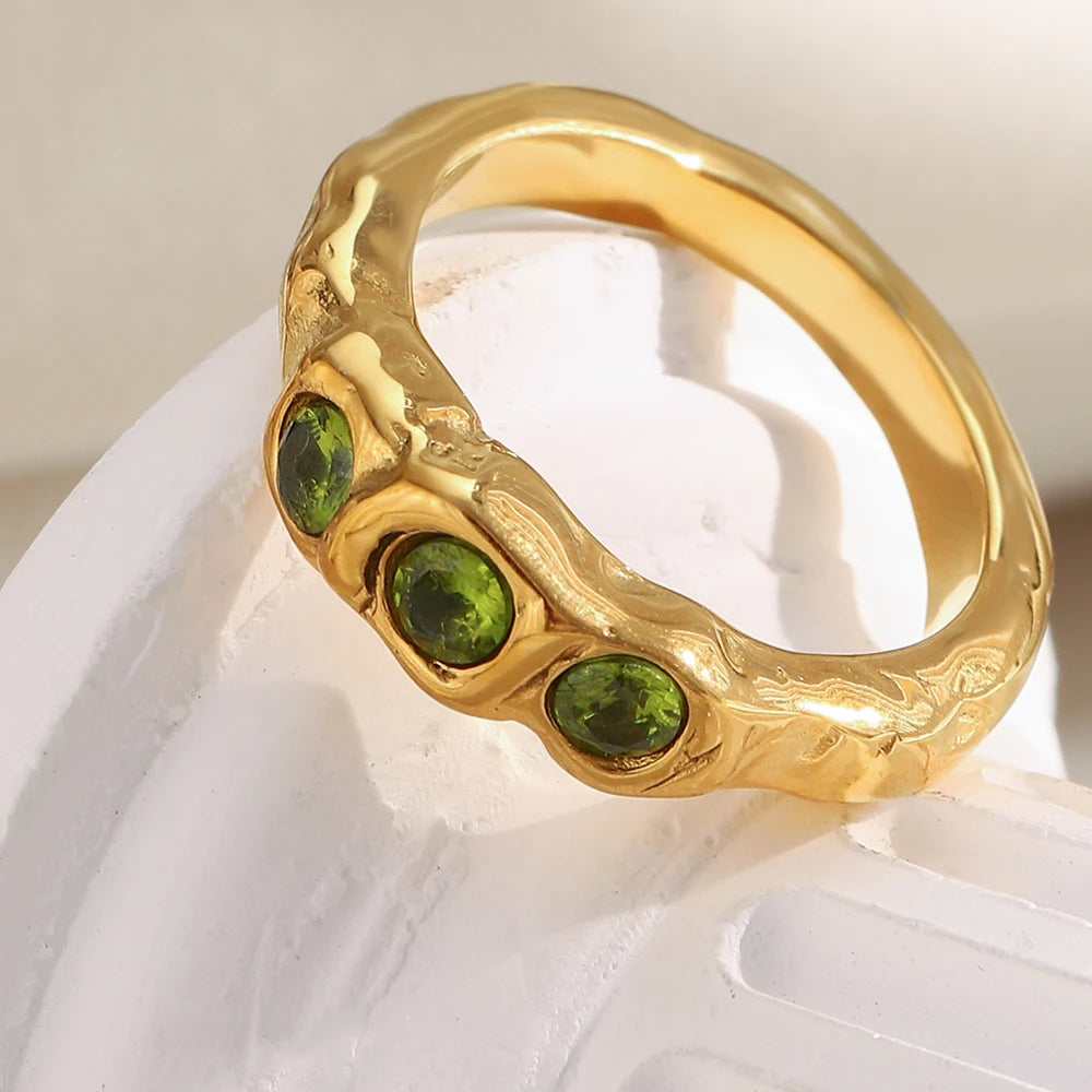 Geometric Elegance Zircon Cocktail Ring