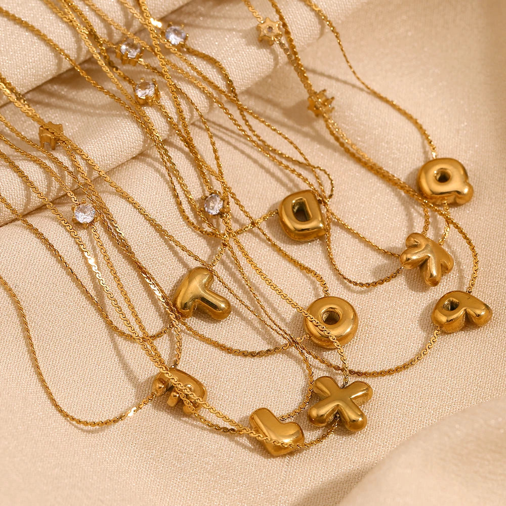 Luxe Golden Bubble Initial Necklace