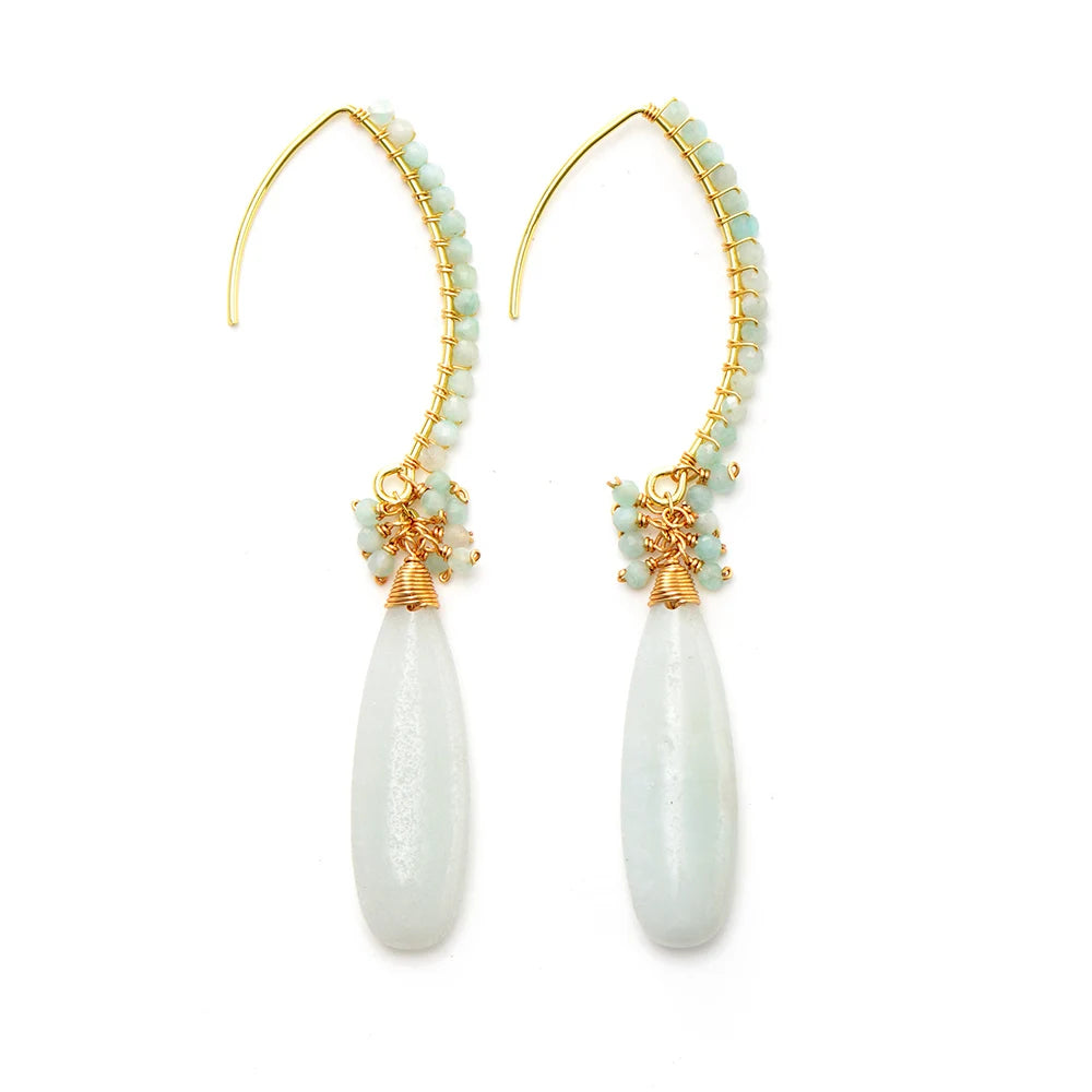 Elegant Amazonite & Gold Drop Earrings