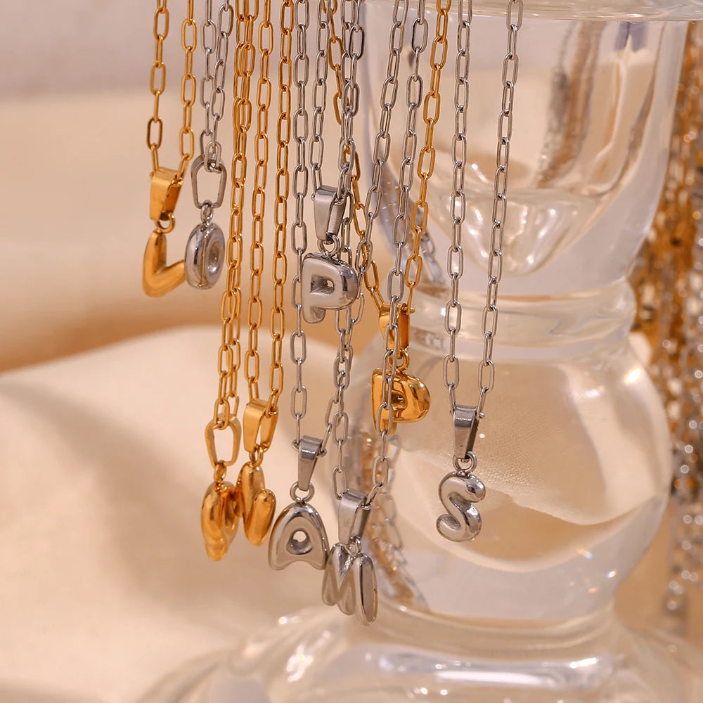 Mini Golden Bubble Initial Necklace