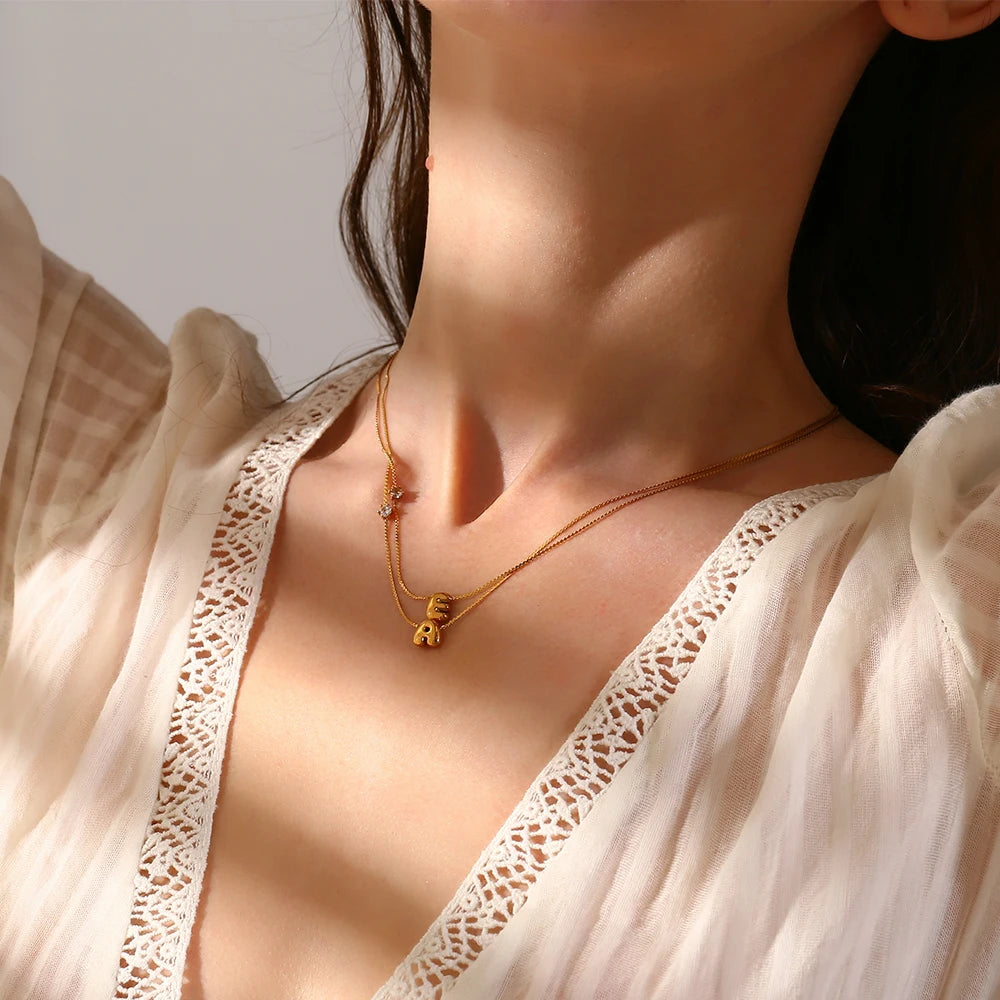 Luxe Golden Bubble Initial Necklace