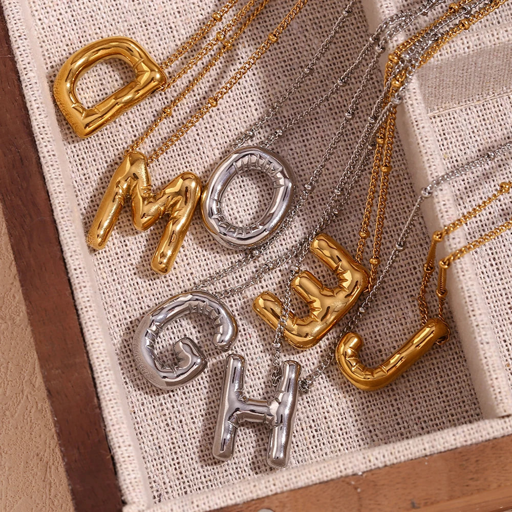 Golden Bubble Initial Necklace