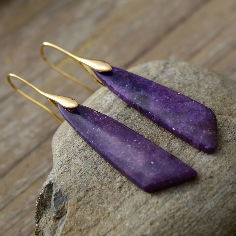 Blue Apatite Gold Drop Earrings