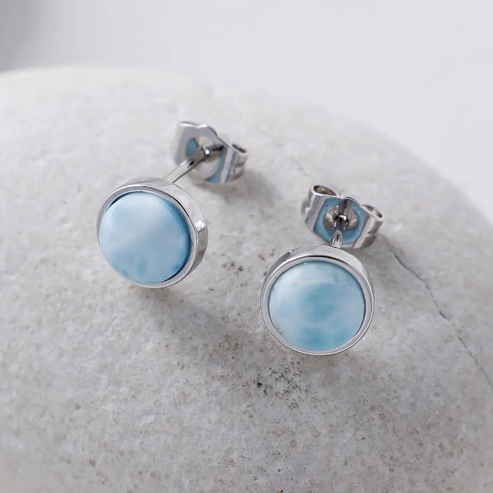 Ocean Larimar Drop Earrings - Stud