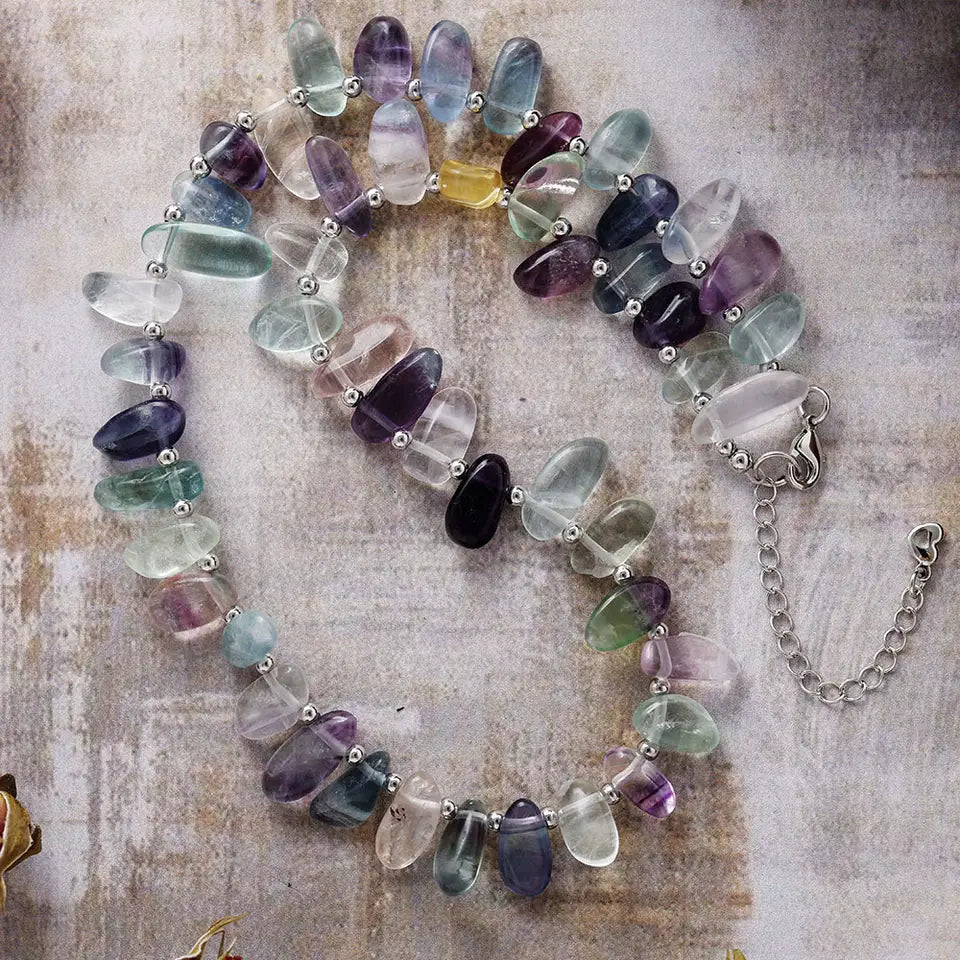 Earth Chip Stone Statement Choker - Fluorite