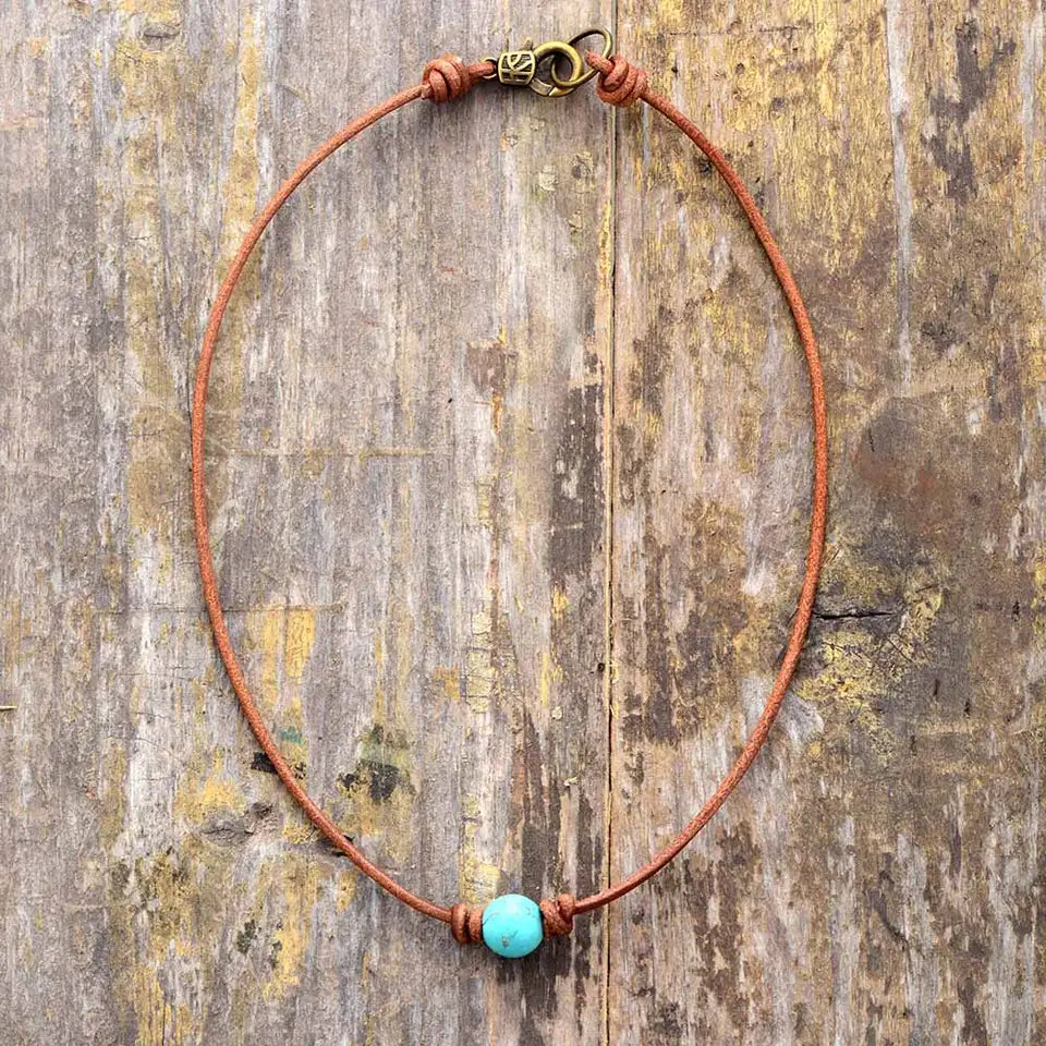 Loving Rose Quartz Leather Choker - detail