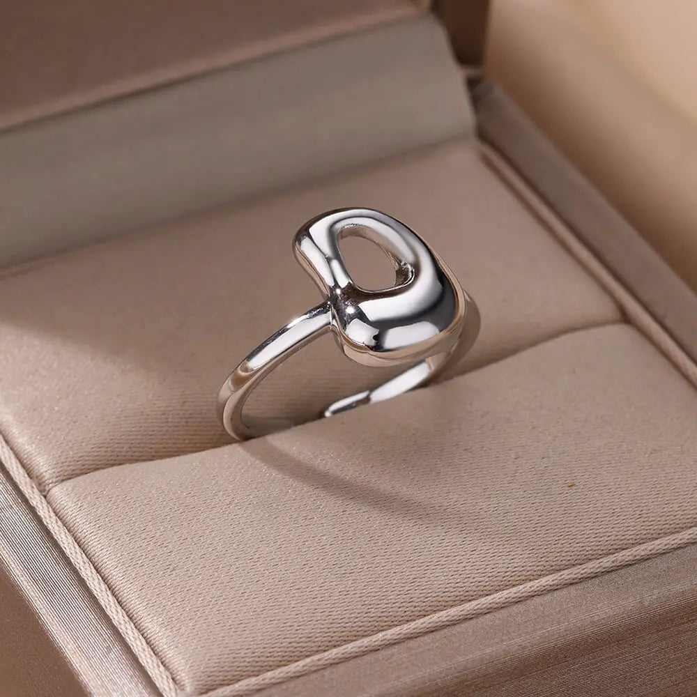 Silver Bubble Letter Ring