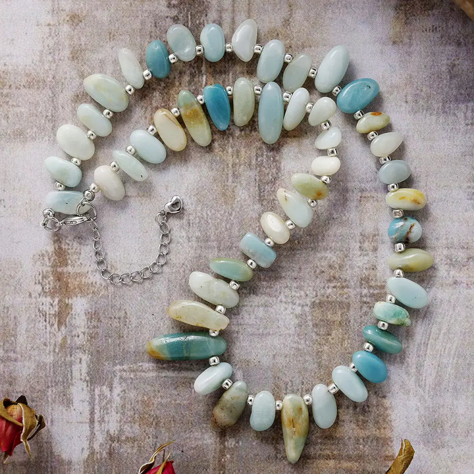 Earth Chip Stone Statement Choker - Amazonite
