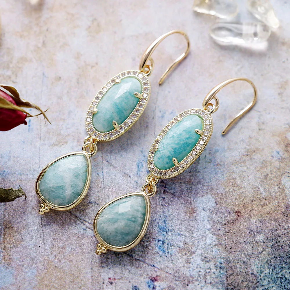 Deco Luxe Gemstone Teardrop Earrings