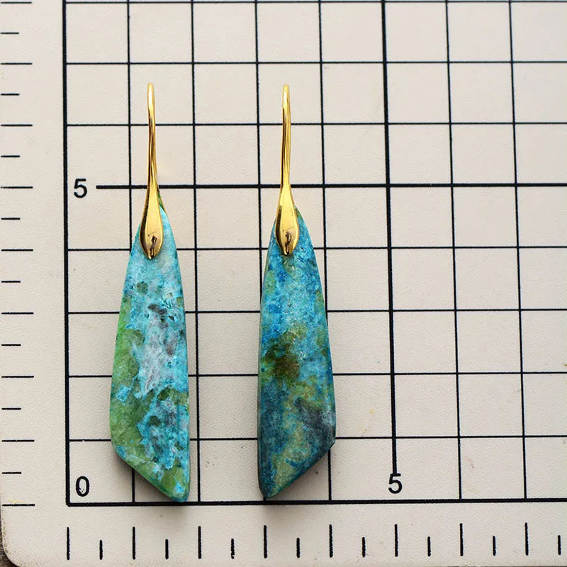 Blue Apatite Gold Drop Earrings