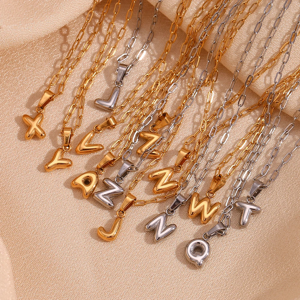 Mini Golden Bubble Initial Necklace