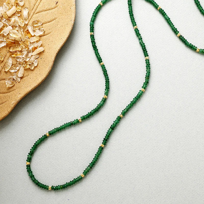 Green Aventurine Long Beaded Necklace