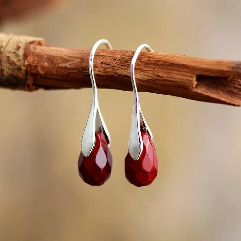Grounded Red Jasper Drop Earrings
