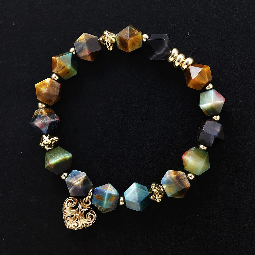 Tiger Eye Heart Charm Bracelet