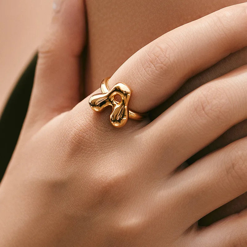 Bubble Letter Ring - 18k Gold Plated