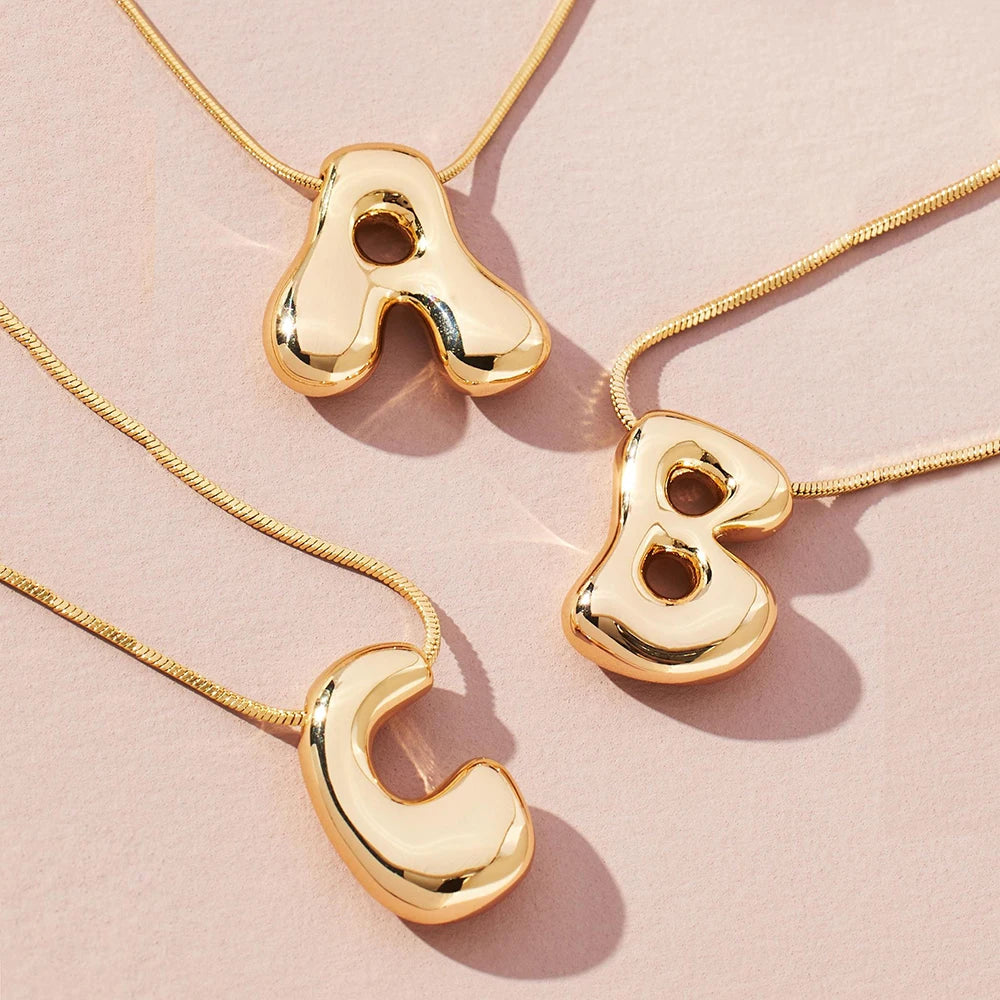 Glowing Bubble Initial Necklace - 18k Gold