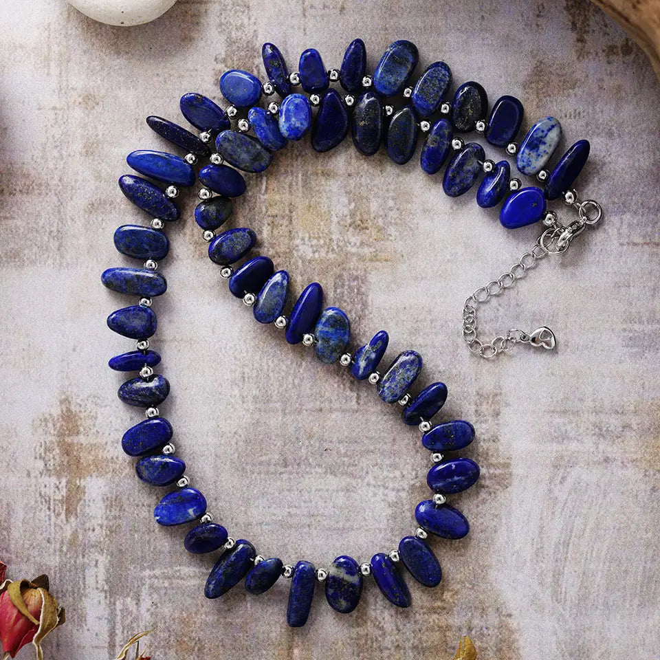 Earth Chip Stone Statement Choker - Lapis