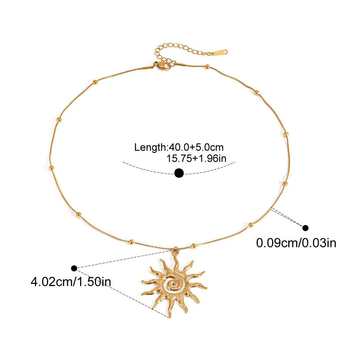Golden Sun Swirl Pendant Necklace