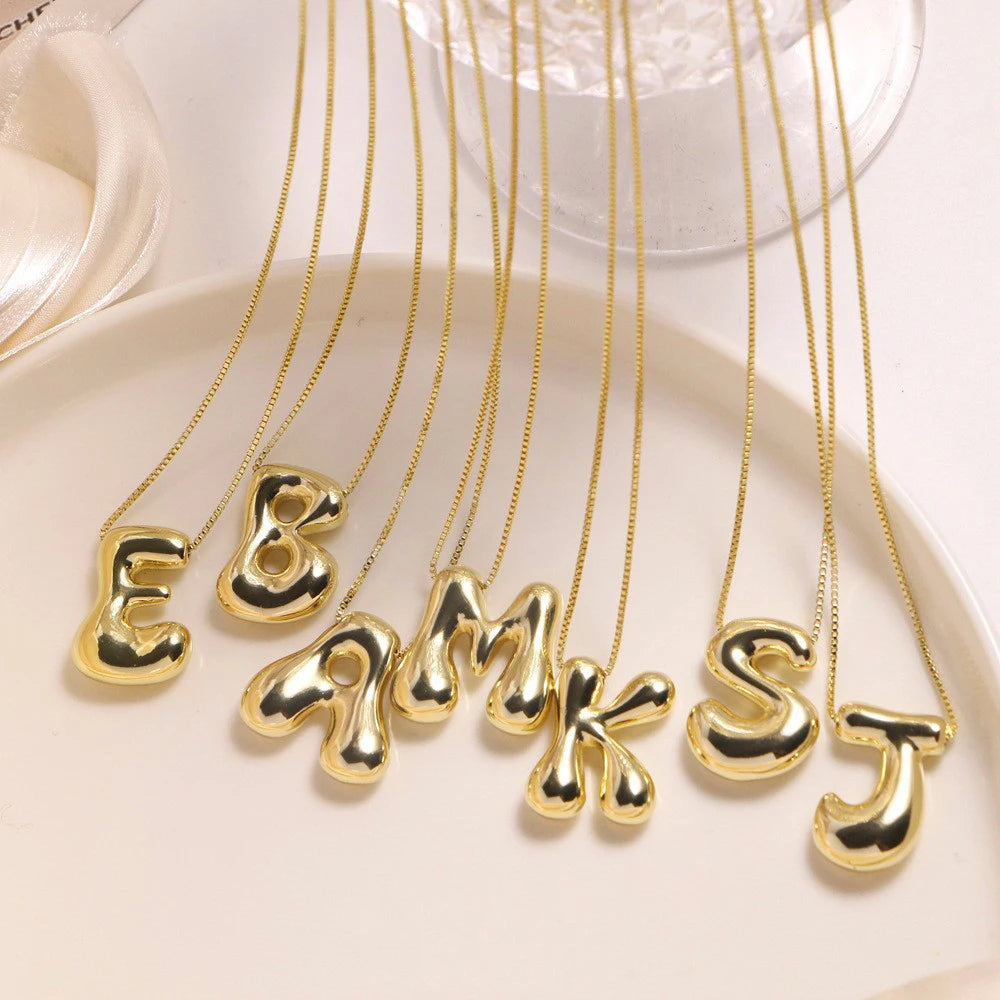 Glowing Bubble Initial Necklace - 18k Gold