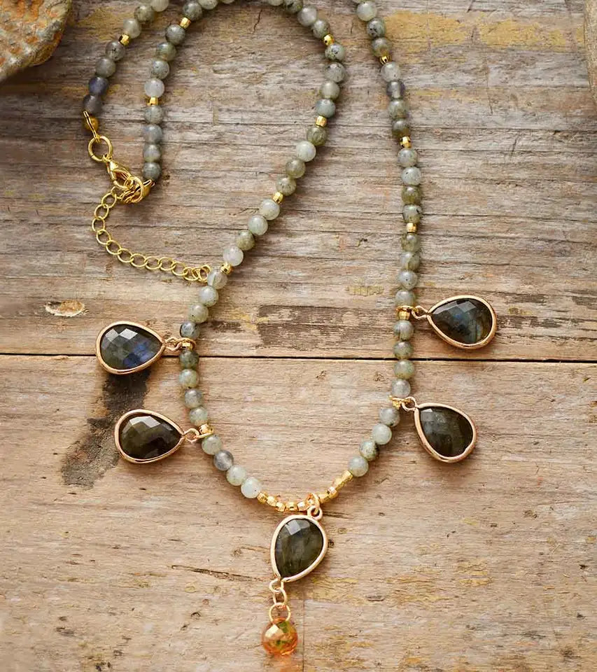 Aura Labradorite Teardrop Necklace
