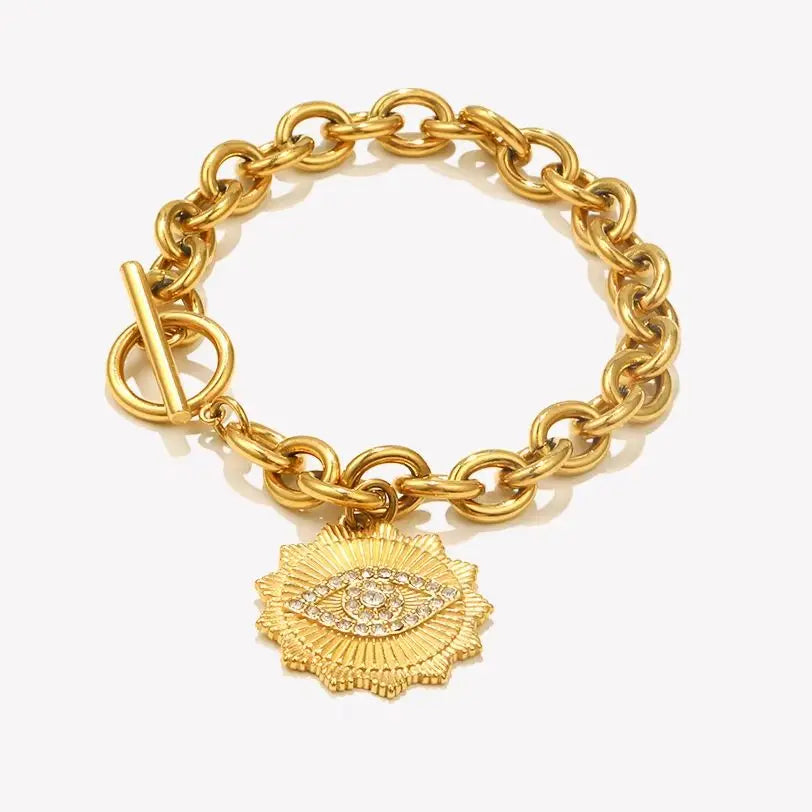 Crystal-Studded Evil Eye Bracelet
