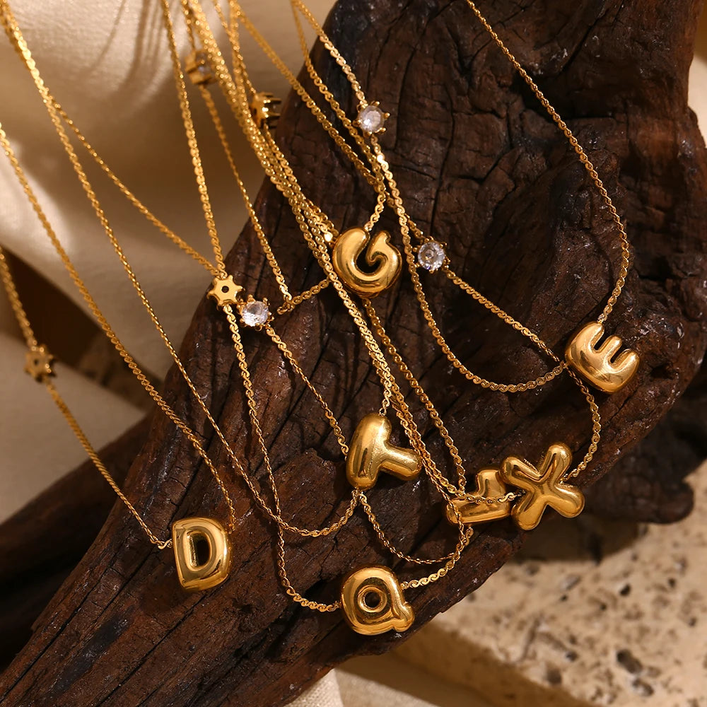 Luxe Golden Bubble Initial Necklace