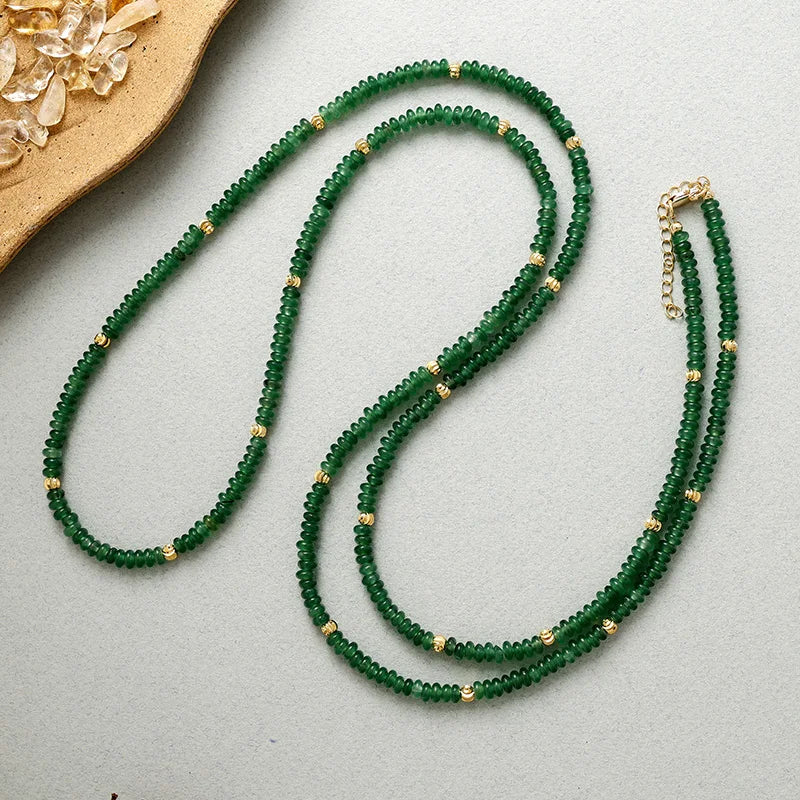 Green Aventurine Long Beaded Necklace
