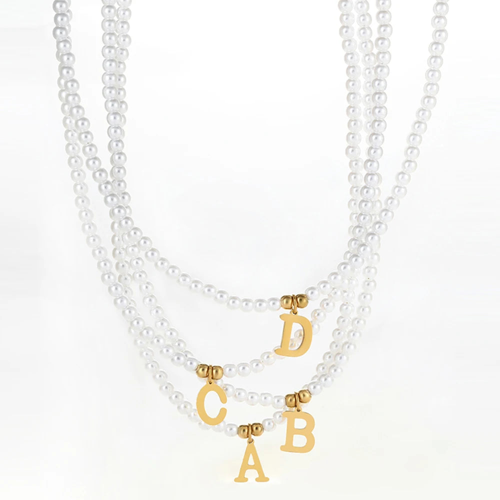 Pearl Initial Letter Necklace