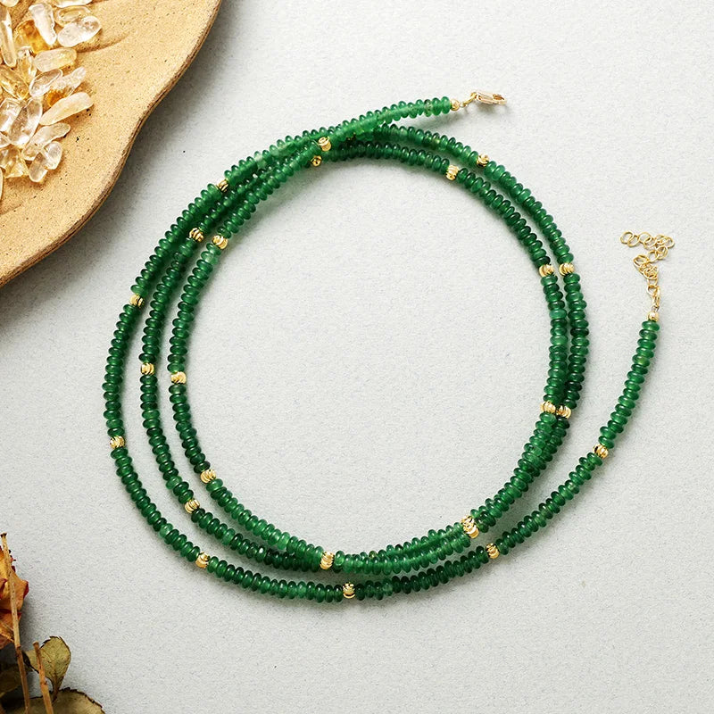 Green Aventurine Long Beaded Necklace