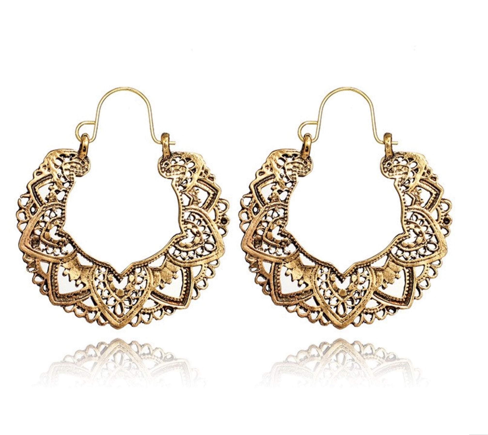 Boho Lotus Hoop Earrings Boho Peak Gold