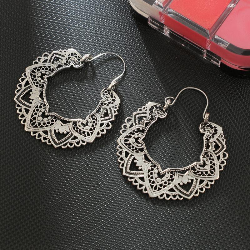 Boho Lotus Hoop Earrings Boho Peak