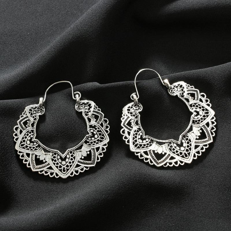 Boho Lotus Hoop Earrings Boho Peak