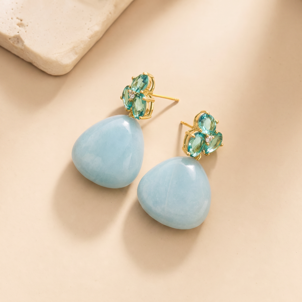Serenity Amethyst Amazonite Dangle Earrings - Studio