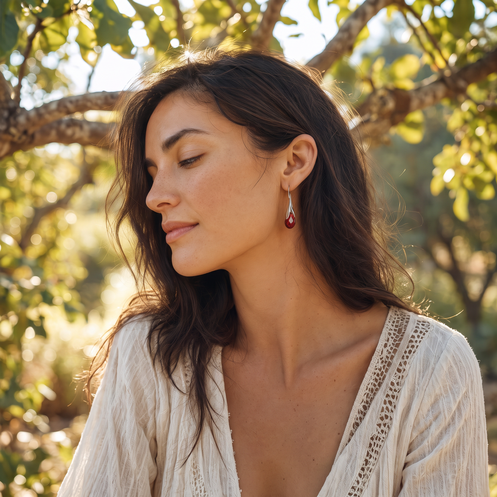 Grounded Red Jasper Drop Earrings - Lifestyle