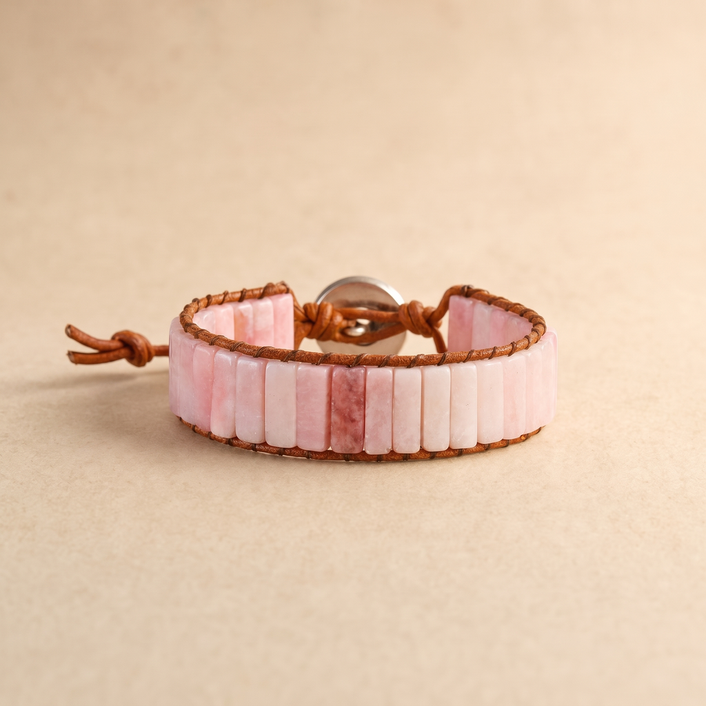 Wildflower Pink Opal Wrap Bracelet - Studio