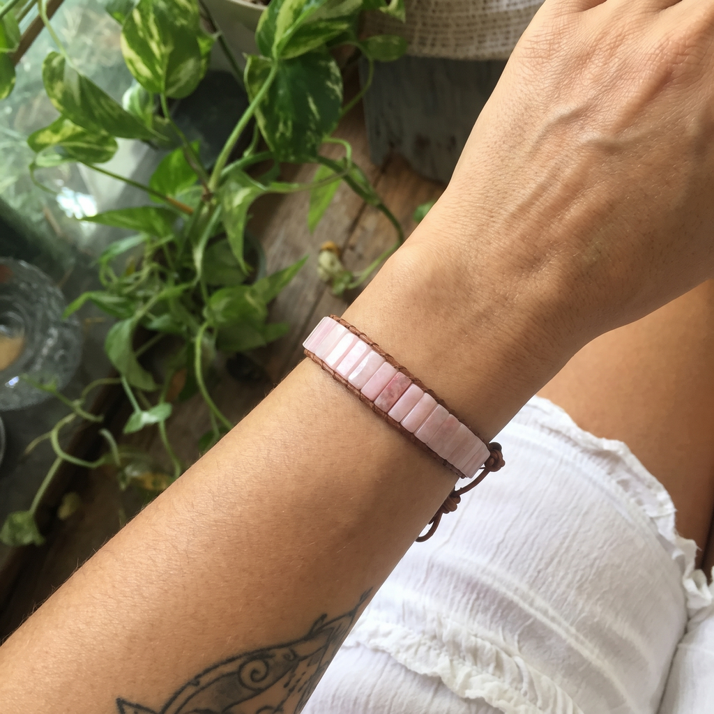 Wildflower Pink Opal Wrap Bracelet - UGC