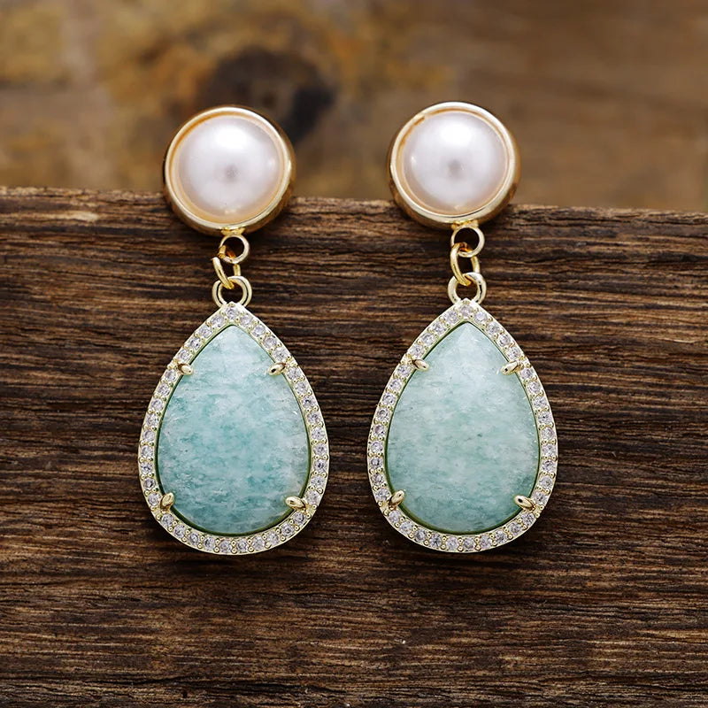 Art Deco Teardrop & Floral Elegance Earrings