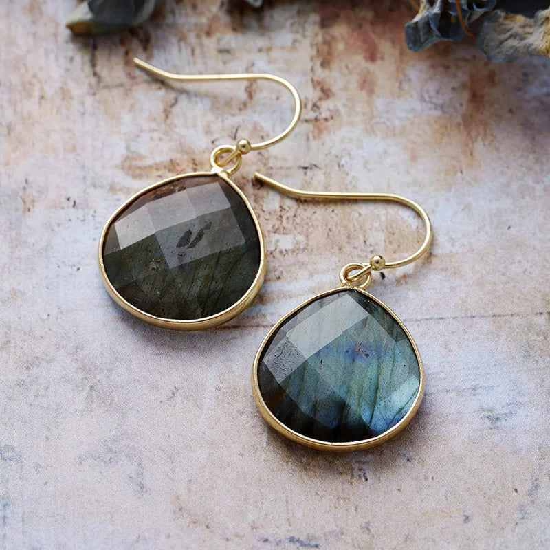 Healing Crystal Teardrop Dangle Earrings