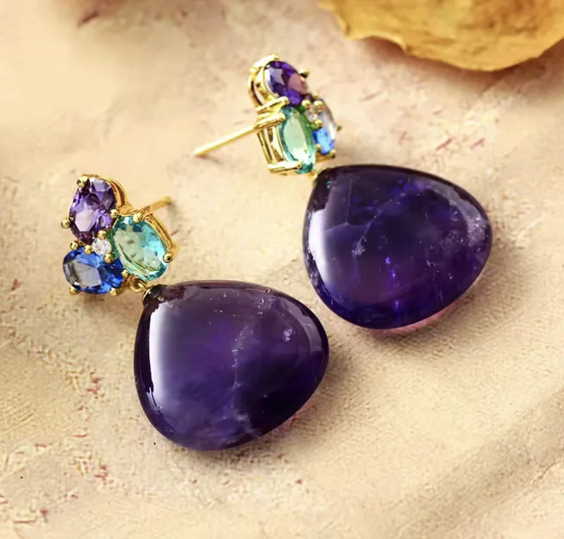 Art Deco Teardrop & Floral Elegance Earrings