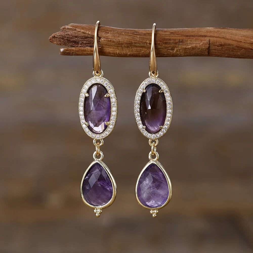 Deco Luxe Gemstone Teardrop Earrings