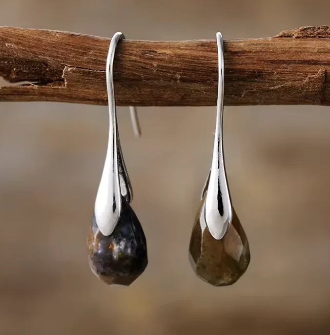 Earthy Sculptural Teardrop Earrings