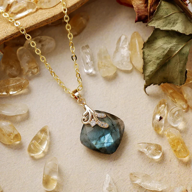 Luxury Geometric Gemstone Pendant Necklace